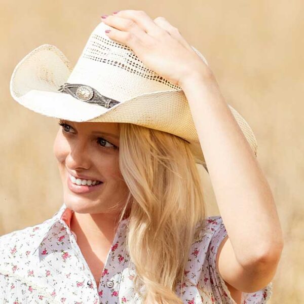 Sombrero paja blanco cowboy - Country and Roses - Snake - 3