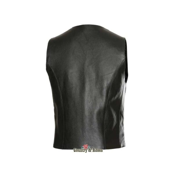 Chaleco cuero negro 3 bolsillos para hombre