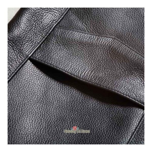 Chaleco cuero negro 3 bolsillos para hombre