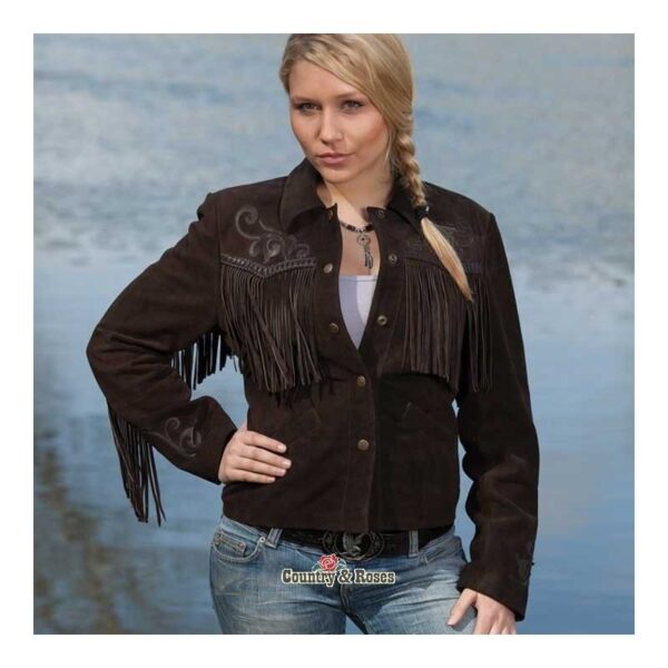 Chaqueta marrón de cuero para mujer Yuma