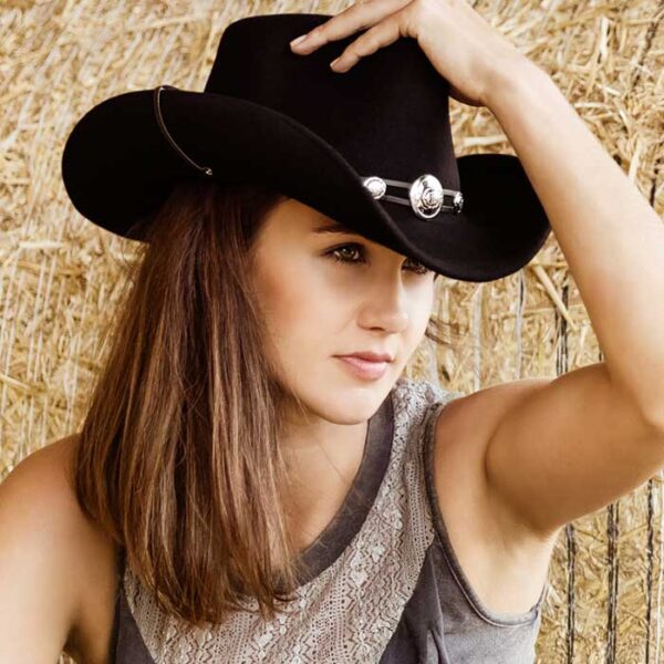 Sombrero fieltro negro lana vaquero - Country and Roses - Idaho Black - 4