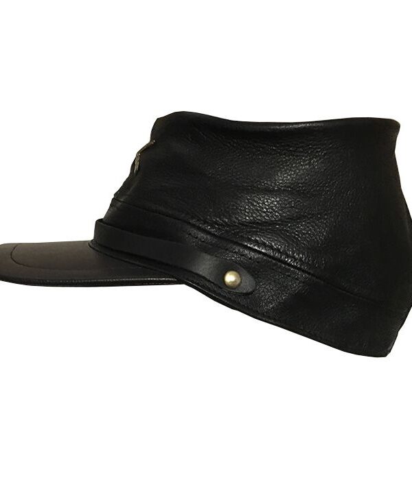 Gorra confederada de cuero negro - Country and Roses - Cp140 - 2