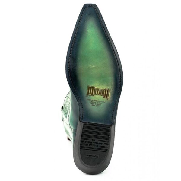 Bota de cuero verde vaqueras cowgirl - Country and Roses - Taylor - 8