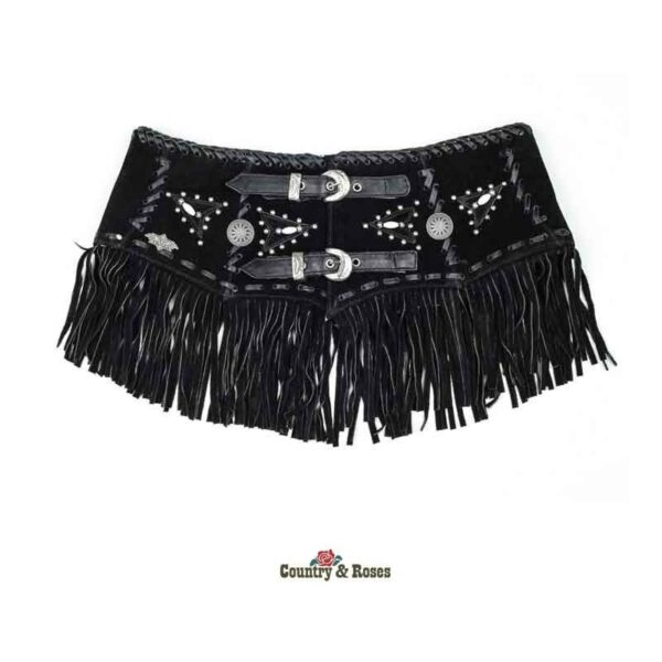 Sobrefalda de ante negro 2 hebillas Celia