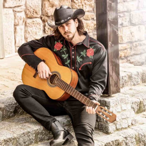 Camisa de hombre con rosas bordadas - Country and Roses - Midland - 6