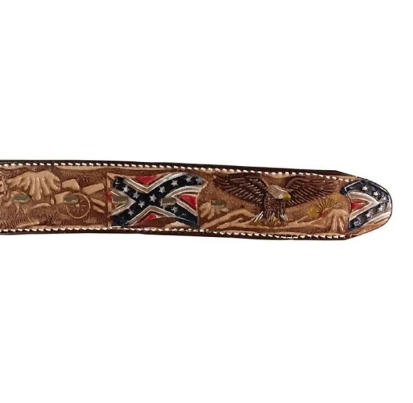 Cinturón cuero marrón bandera confederada - Tienda Country and Roses - WG12 - 5