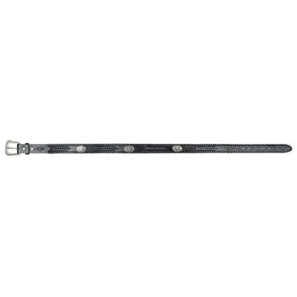 Cinturón de cuero negro repujado y conchos - Country and Roses - WG96 - 3