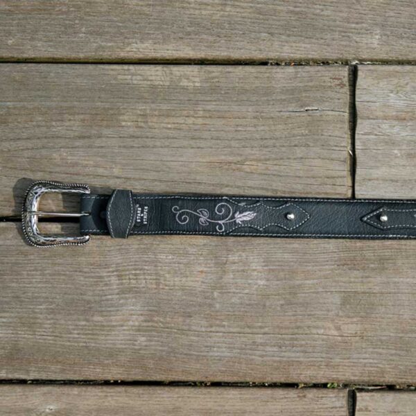 Cinturón unisex negro con adornos - Country and Roses - WG205 - 2