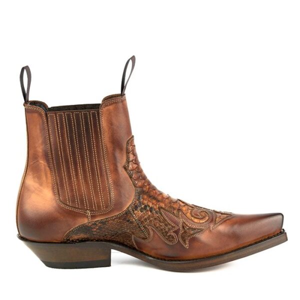 Botines cuero pitón cognac modelo rock2500 Mayura - Tienda Country and Roses - Botines vaqueros country cowboy cowgirl - Botines rock2500 cognac - 1