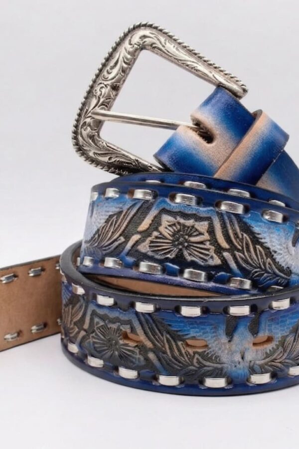 Cinturón grabado - Country and Roses - Azul - wg35 - 1