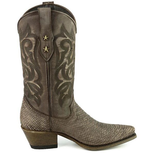 Botas con grabados de pitón gris verdoso - Country and Roses - Alabama Testa - 1