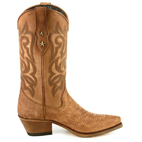 Botas con grabados de pitón marrón - Country and Roses - Alabama Cognac - 1