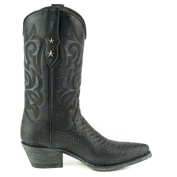 Botas con grabados de pitón negro - Country and Roses - Alabama Negro - 1