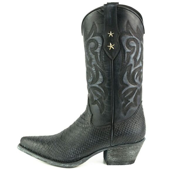 Botas con grabados de pitón negro - Country and Roses - Alabama Negro - 3