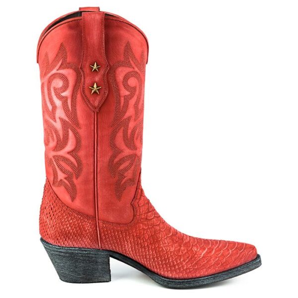 Botas con grabados de pitón rojo - Country and Roses - Alabama Rojo Lavado - 1
