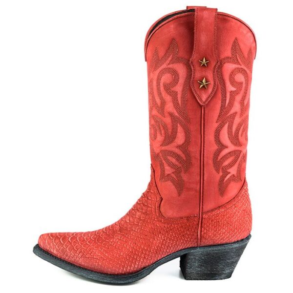 Botas con grabados de pitón rojo - Country and Roses - Alabama Rojo Lavado - 3