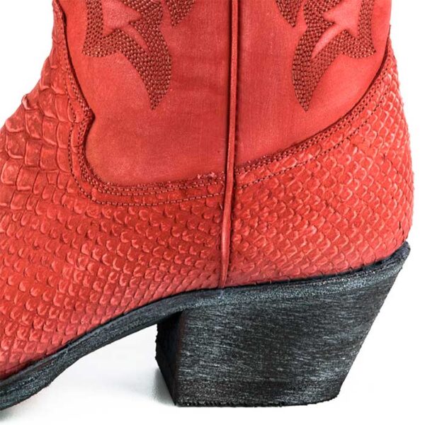 Botas con grabados de pitón rojo - Country and Roses - Alabama Rojo Lavado - 5