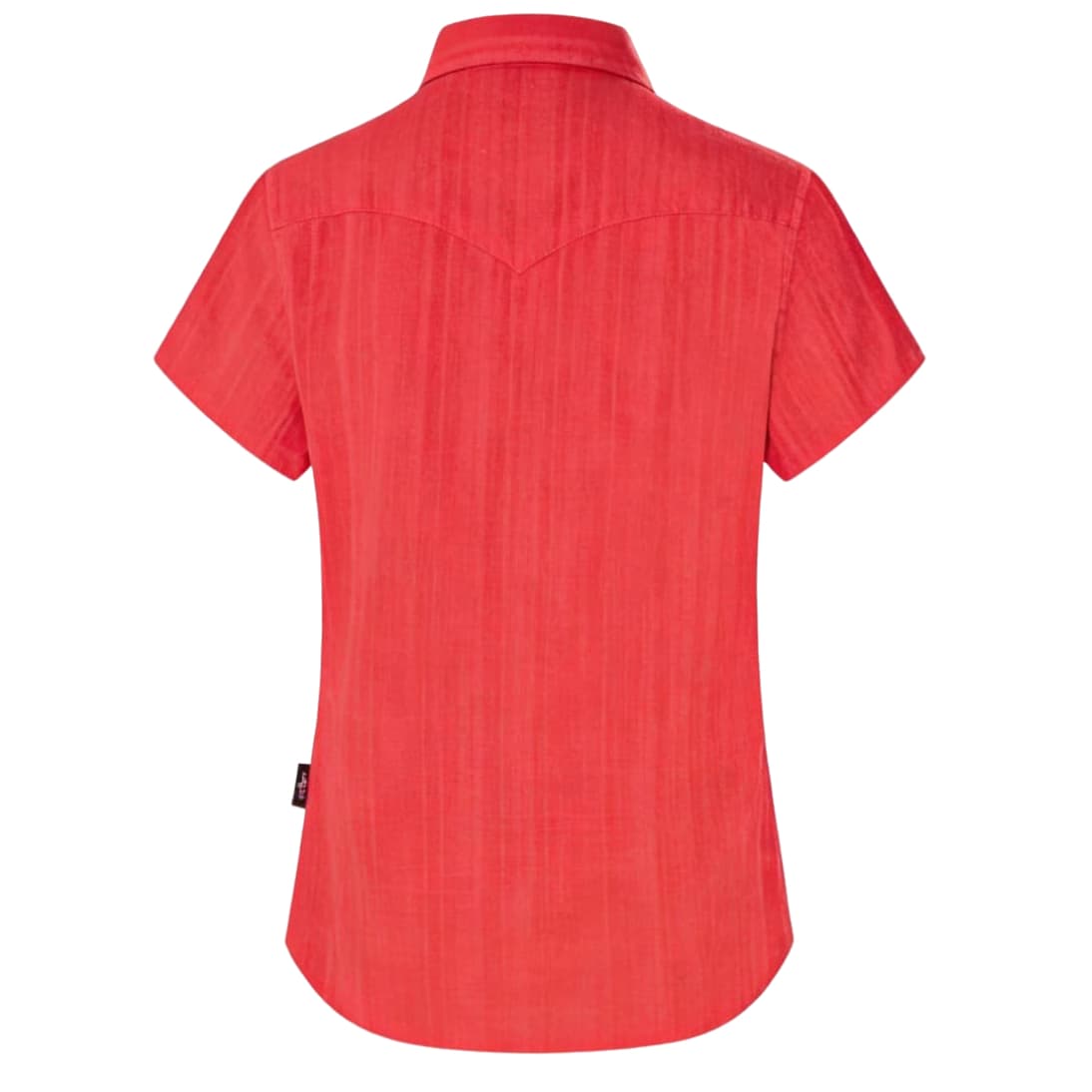 Vista de la espalda de la camisa roja de manga corta Malina Red con canesú.