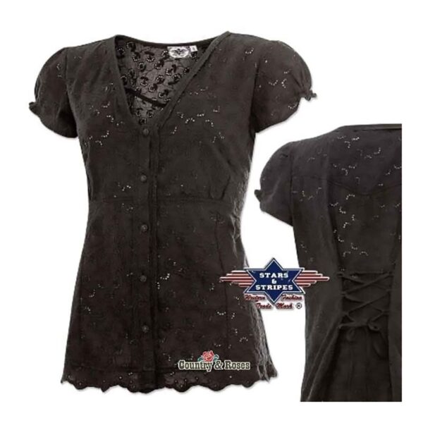 Blusa country negra para mujer Grace