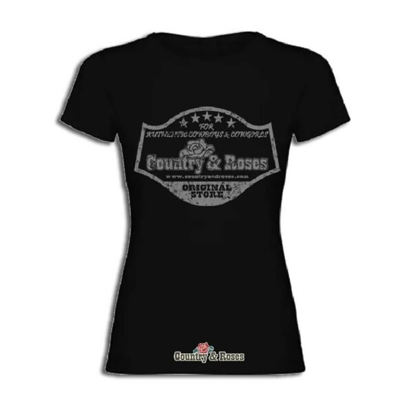 Camiseta negra para mujer Country and Roses
