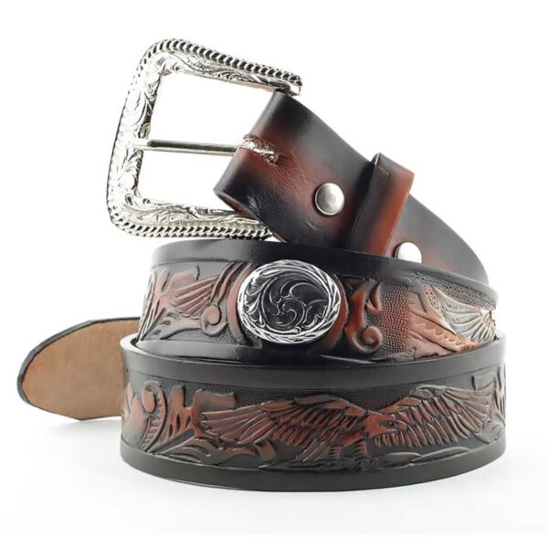 Cinturón con águila y conchos plateados - Country and Roses - WG38 - 1