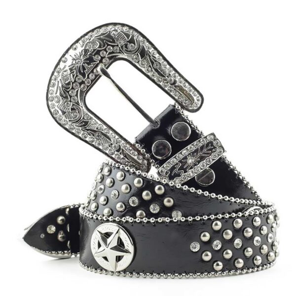 Cinturón negro con conchos - Country and Roses - Stone Black - 1