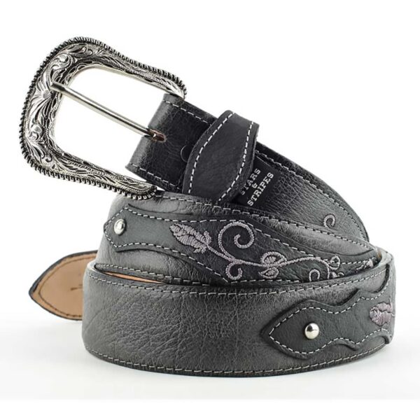 Cinturón unisex negro con adornos - Country and Roses - WG205 - 1