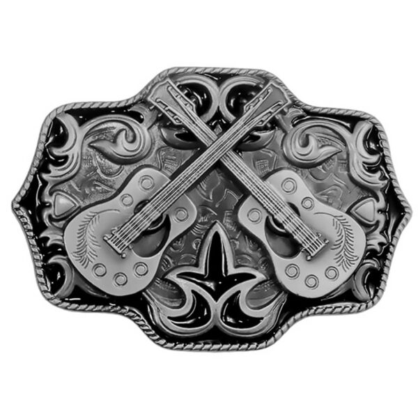 Hebilla plateada con dos guitarras - Country and Roses - GS507 - 1
