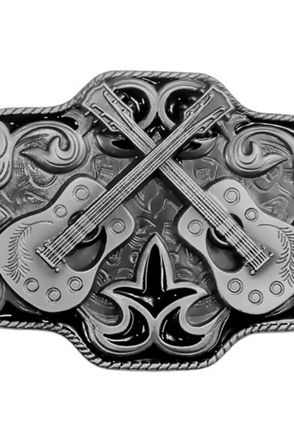 Hebilla plateada con dos guitarras - Country and Roses - GS507 - 1
