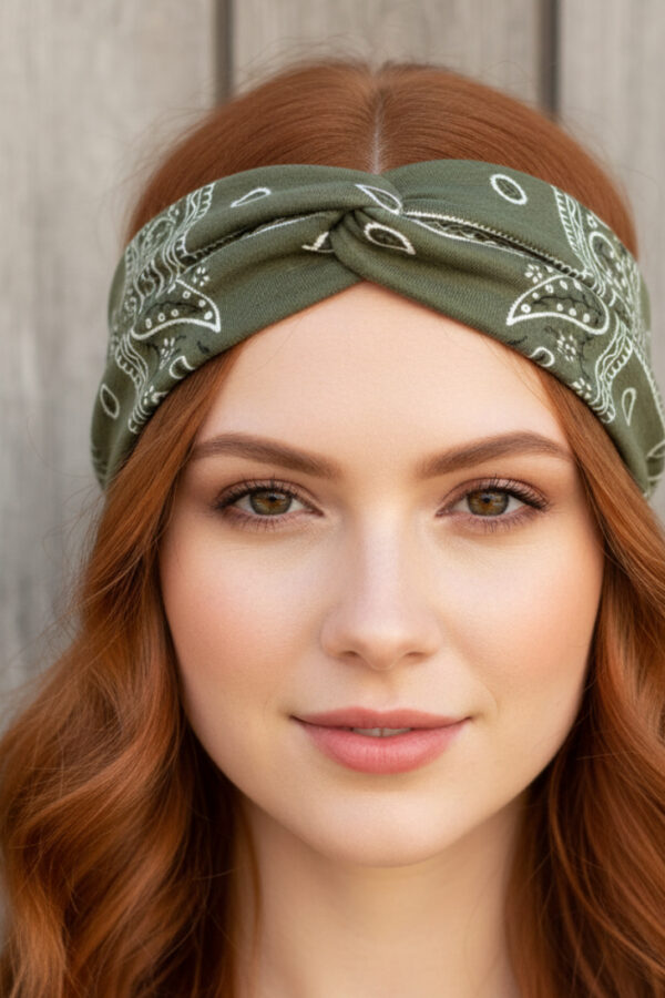 Diadema Bandana - Country and Roses - Verde oliva - 2
