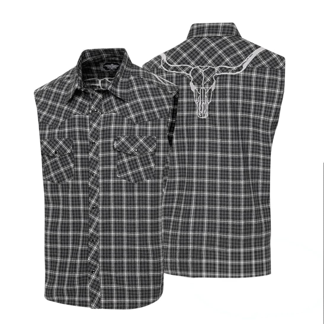 Vista completa frontal y trasera de la camisa western Jacob para hombre.